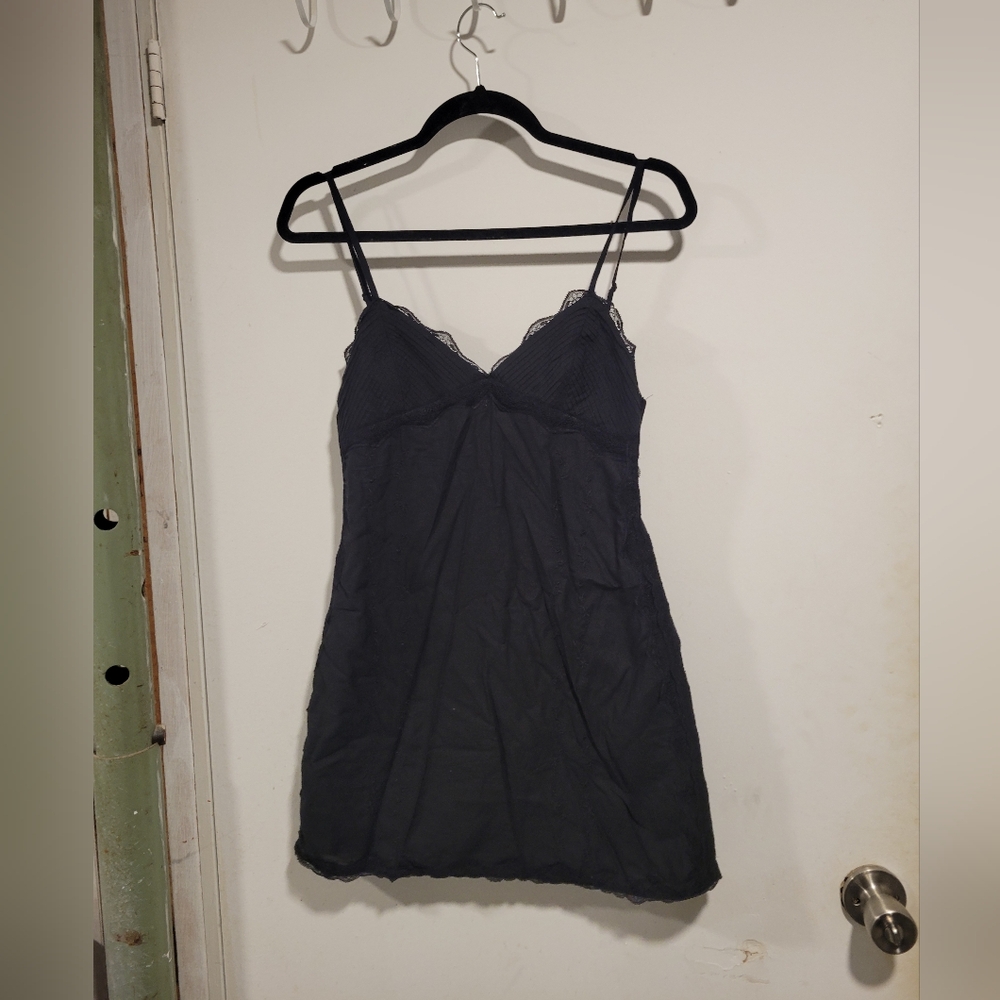 Zara Elegant Black Lace Slip V neck Mini Dress